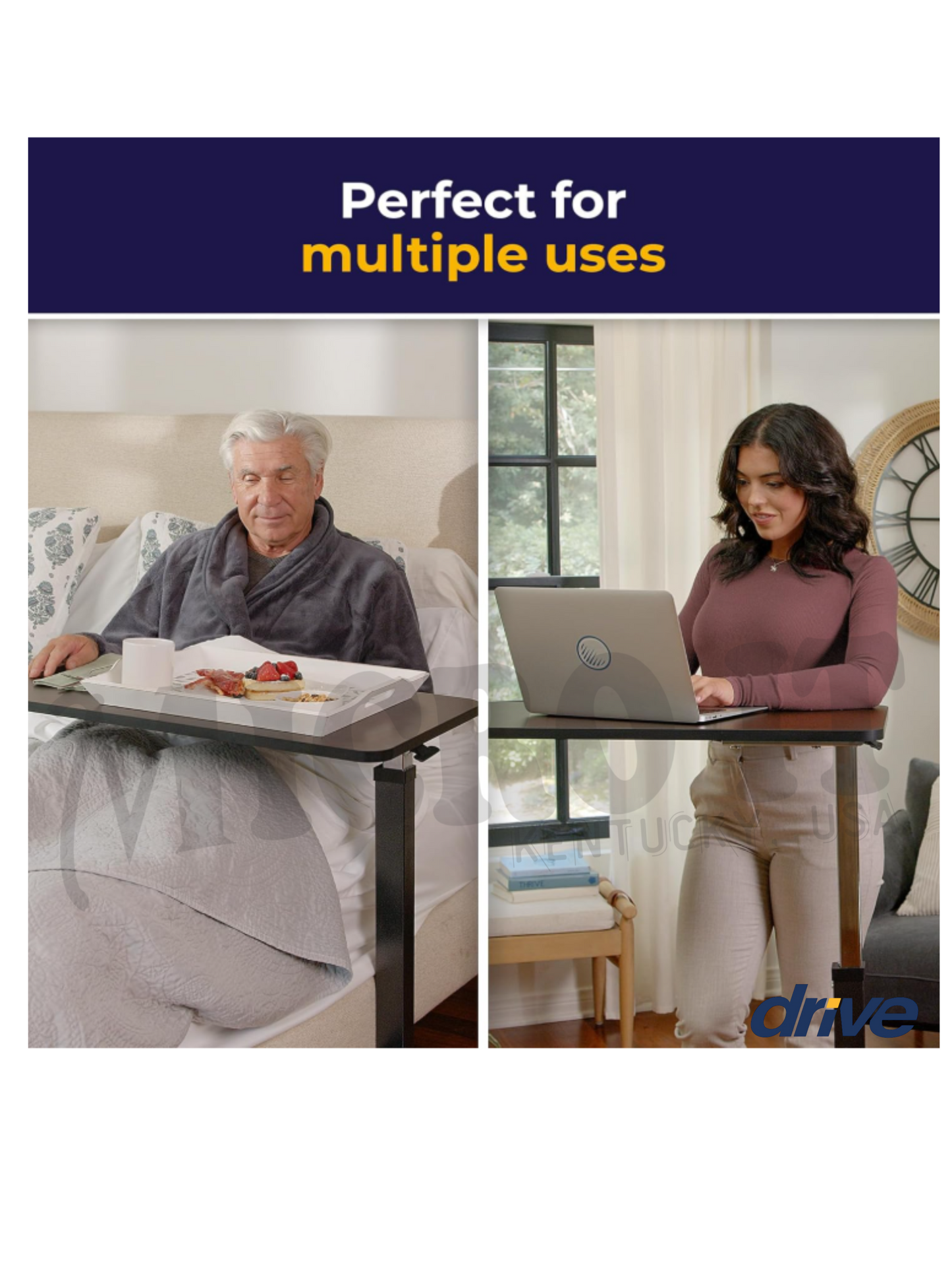 DRIVE MEDICAL TABLE 13067 / OVERBED WITH WHEELS / ADJUSTABLE