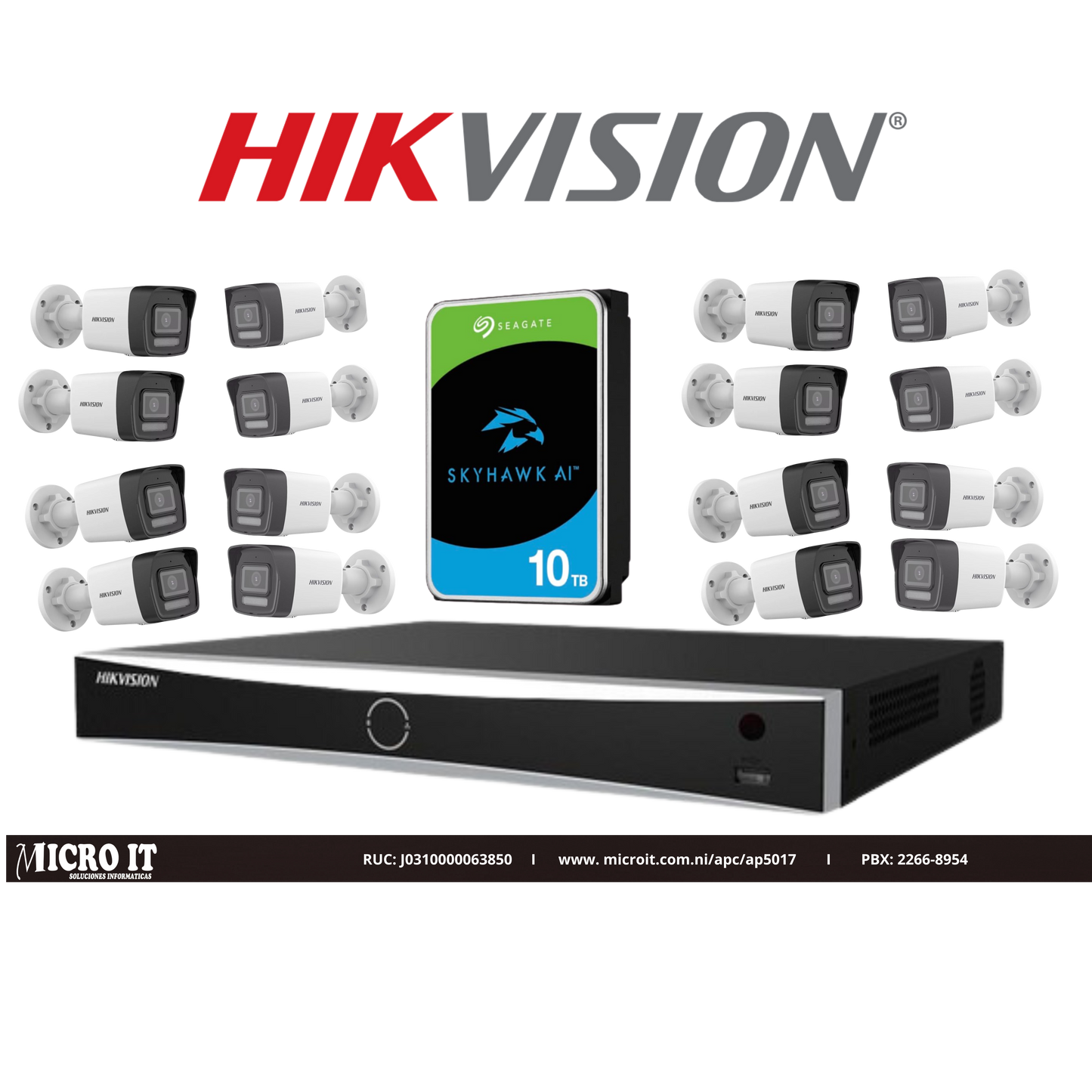 KIT CAMERA IP HIKVISION DS-7616NXI-K2/16P / DS-2CD1043G2-LIUF / ST10000VEZ01/001