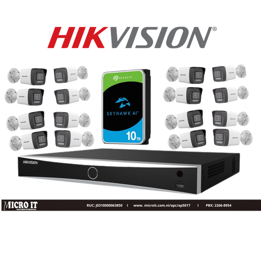 KIT CAMERA IP HIKVISION DS-7616NXI-K2/16P / DS-2CD1043G2-LIUF / ST10000VEZ01/001